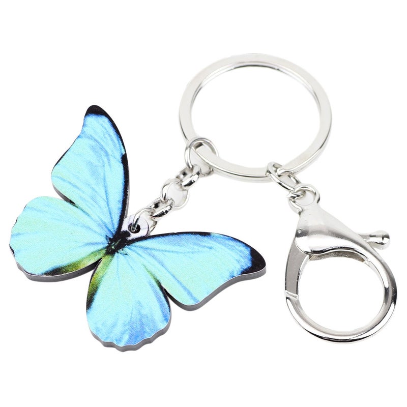 BONSNY Morpho Menelaus Butterfly Key Chains for Women Car Purse Bag Rings Pendant Charms (Blue) - Image 2
